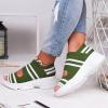 DEEBOW Women Knitting Open Toe Sandlas Anti-Slip Ladies Mesh Wedge Sandals Elastic Ankle Strap Comfy Sandals Summer Outdoor Sport Walking Sandals Sneakers Shoes,Green,US8/EU39 view 2