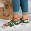 DEEBOW Women Knitting Open Toe Sandlas Anti-Slip Ladies Mesh Wedge Sandals Elastic Ankle Strap Comfy Sandals Summer Outdoor Sport Walking Sandals Sneakers Shoes,Green,US8/EU39 view 3