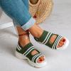 DEEBOW Women Knitting Open Toe Sandlas Anti-Slip Ladies Mesh Wedge Sandals Elastic Ankle Strap Comfy Sandals Summer Outdoor Sport Walking Sandals Sneakers Shoes,Green,US8/EU39 view 4