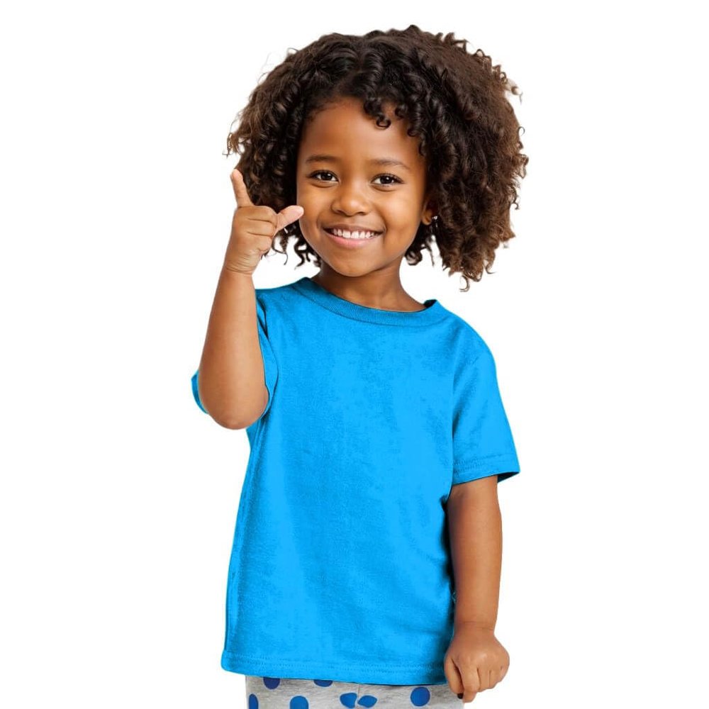COUVER Toddler Boys Girls Cotton Jersey Short Sleeve T-Shirts, Solid Crewneck Tees, Turquoise, 5/6