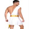 YOOJOO Men's Halloween Costume Greek Mr. Toga One Shoulder Strap Suspender Ruffle Skirt Party Fancy Dress #D1752-White 3X-Large view 4