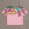 Women's T-Shirt Cactus Print Round Neck Tee Women's Tops (Color : Pink, Size : Small) view 2