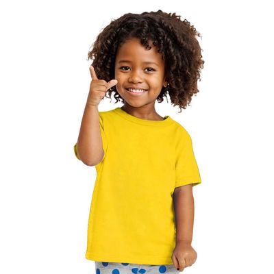 COUVER Toddler Boys Girls Cotton Jersey Short Sleeve T-Shirts, Solid Crewneck Tees, Yellow, 3T