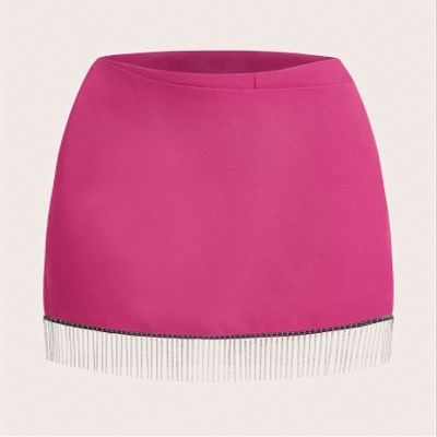 AKIOLOAS Women's Shorts Solid Fringe Hem Shorts Women's Shorts Shorts for Women (Color : Hot Pink, Size : Medium)