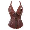 Grebrafan Corset Pirate Skirt Steampunk Leather Corsets Bustiers Costume (US(2-4) XS, brown) view 3
