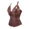 Grebrafan Corset Pirate Skirt Steampunk Leather Corsets Bustiers Costume (US(2-4) XS, brown) view 4