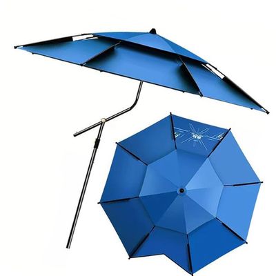 EMENAR Portable Beach Umbrella 6.5/7.2/7.8/8.5ft, Fishing Umbrella Parasol With Tilt Mechanism, Outdoor Sun Shelter Umbrella For Beach Fishing (Color : Blue, Size : 220cm/7.2ft)