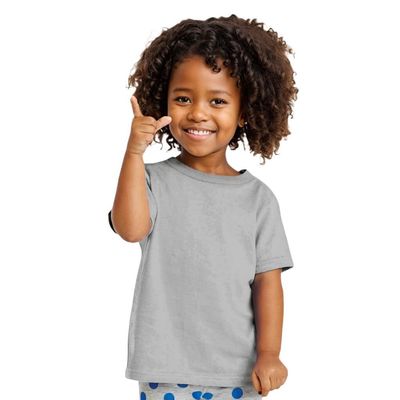 COUVER Toddler Boys Girls Cotton Jersey Short Sleeve T-Shirts, Solid Crewneck Tees, Heather, 2T