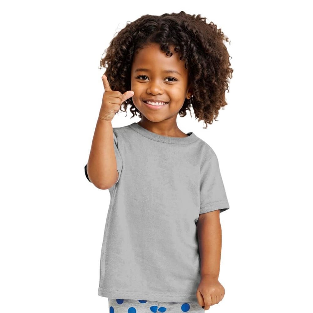 COUVER Toddler Boys Girls Cotton Jersey Short Sleeve T-Shirts, Solid Crewneck Tees, Heather, 2T