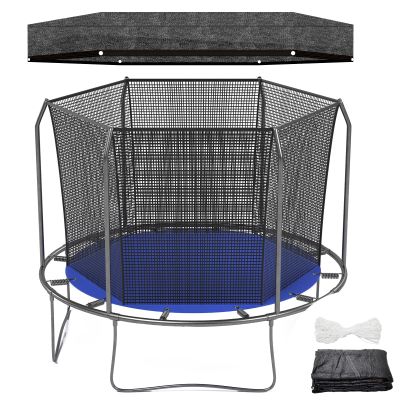 Windyun Trampoline Cover Round 6 Holes Black Sunshade Tent Top Cover Sunblock Shade Cloth for 8ft 10ft 12ft Trampoline with 146ft Cord, Easy to Install for Backyard Playground, Tent Only(12 ft)