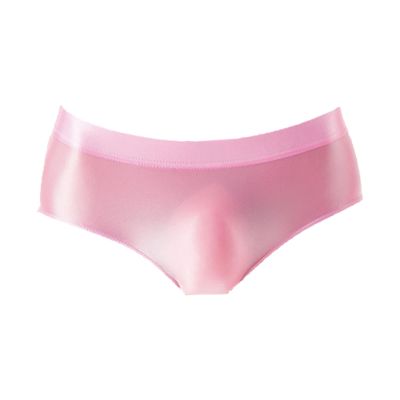 JEsilunmaMY Men's Seamless Stretch Silk Briefs Solid Color Moisture-Wicking Underwear Soft Comfort Breathable Underpants (Pink-1PC,Medium)