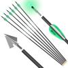 DEEPOWER 31 inch 100% Carbon Arrows with Fixed Blade Broadhead and Lighted Nocks 6 Pack for Compound Bow and Recurve Bow Shaft Spine 300/350/400/500 view 1