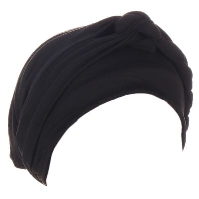 African Turban Caps for Women - Braid Twist Solid Headwrap for Cancer Headscarf Chemo Beanies Headwear hat (Black)
