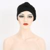 African Turban Caps for Women - Braid Twist Solid Headwrap for Cancer Headscarf Chemo Beanies Headwear hat (Black) view 3