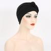 African Turban Caps for Women - Braid Twist Solid Headwrap for Cancer Headscarf Chemo Beanies Headwear hat (Black) view 4