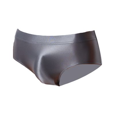 Men's Seamless Stretch Silk Briefs Solid Color Moisture-Wicking Underwear Soft Comfort Breathable Underpants (Grey-1PC,Large)