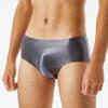 Men's Seamless Stretch Silk Briefs Solid Color Moisture-Wicking Underwear Soft Comfort Breathable Underpants (Grey-1PC,Large) view 2
