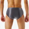 Men's Seamless Stretch Silk Briefs Solid Color Moisture-Wicking Underwear Soft Comfort Breathable Underpants (Grey-1PC,Large) view 3
