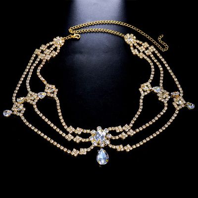 LABDIP Fashion Bridal Wedding Zircon Hair Chain Multi-Layered Full Diamond Forehead Chain