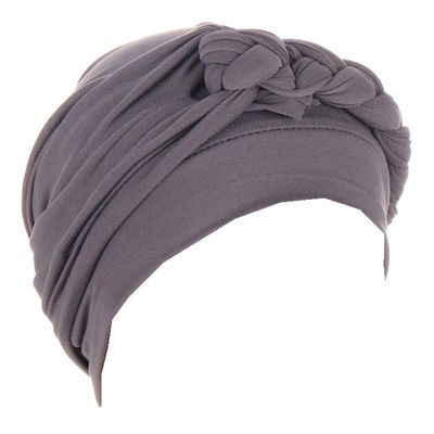 African Turban Caps for Women - Braid Twist Solid Headwrap for Cancer Headscarf Chemo Beanies Headwear hat (Gray)