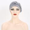 African Turban Caps for Women - Braid Twist Solid Headwrap for Cancer Headscarf Chemo Beanies Headwear hat (Gray) view 3