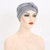 African Turban Caps for Women - Braid Twist Solid Headwrap for Cancer Headscarf Chemo Beanies Headwear hat (Gray) view 4