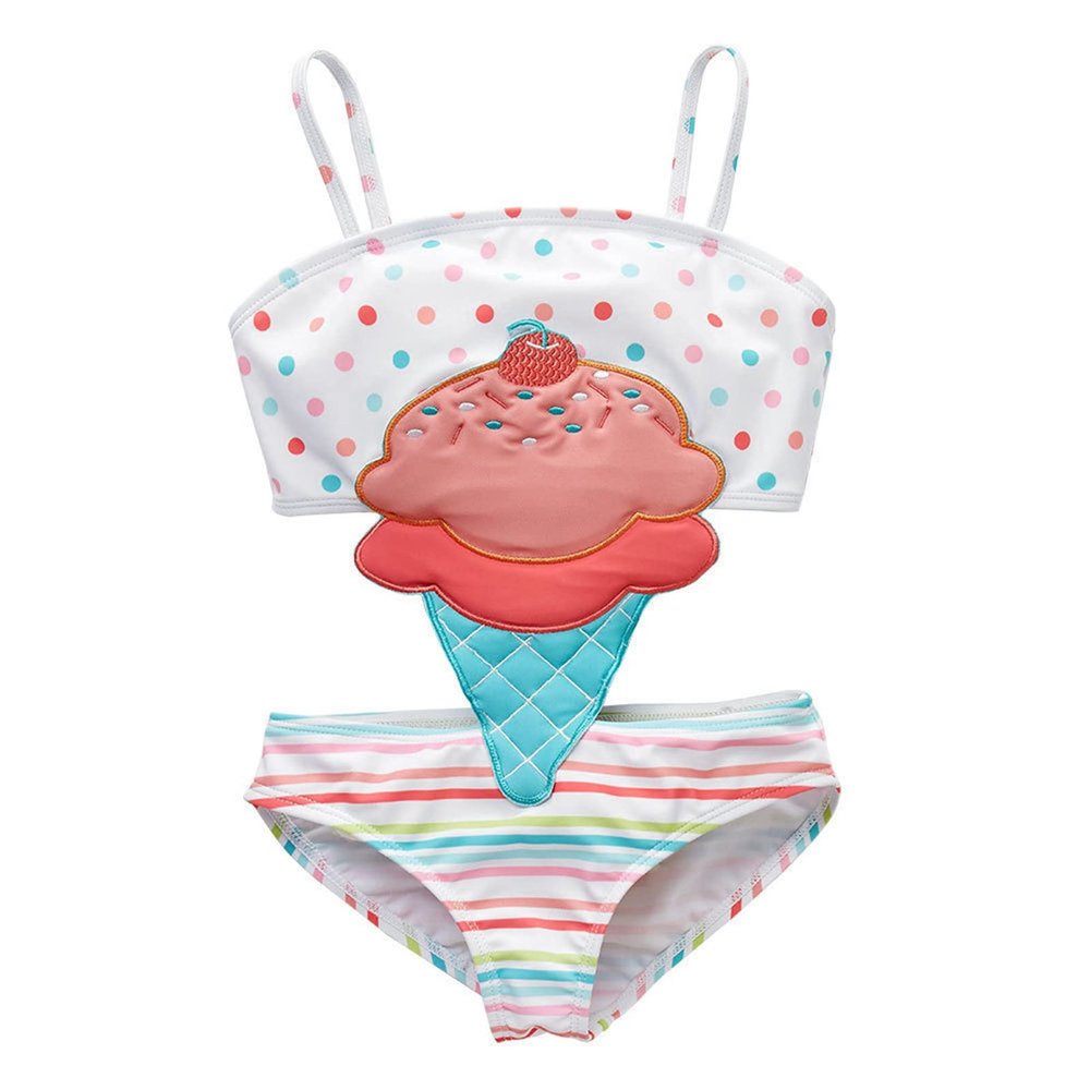 Cute Toddler Kids Infant Baby Girls Boys Bikini 3D Cartoon 1 Piece Swimsuit Sleeveless Bathing Suit (White, 3-4 Years)