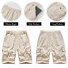 Msmsse Women's Knee Length Bermuda Shorts Drawstring Cotton Hiking Pockets Summer Casual Cargo Shorts Beige M view 2