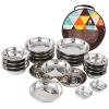 22PCS Service Plate Set with Travel Bag, Stainless Steel Plates and Bowls Camping Set for Outdoor Camping Hiking Picnic BBQ Beach view 1