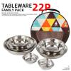 22PCS Service Plate Set with Travel Bag, Stainless Steel Plates and Bowls Camping Set for Outdoor Camping Hiking Picnic BBQ Beach view 2
