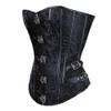 Grebrafan Jacquard Corset Pirate Skirt Steampunk Leather Corsets Bustiers Costume (US(18-20) 5XL, black) view 4