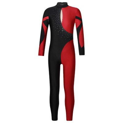 iiniim Kids Girls Long Sleeve Turtleneck Unitards Jumpsuit One Piece Full Body Leotard Gymnastic Bodysuit Dance Costumes Burgundy 12 Years