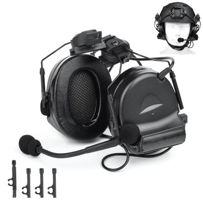 QIRUIMY ARC Rail Adapter  Tactical Helmet Headset with a Replaceable Headphone Stand, Noise Reduction & Sound Pickup Ear Protection for Airsoft Sports Black