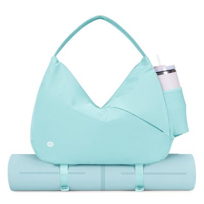 Ceneda Large Gym Bag for Women Sports Duffel Bag with Hidden Yoga Mat Holder & Shoe Compartment Workout Dance Tote Bag with Wet Pocket Overnight Weekender Bag for Travel Yoga (Mint Green)