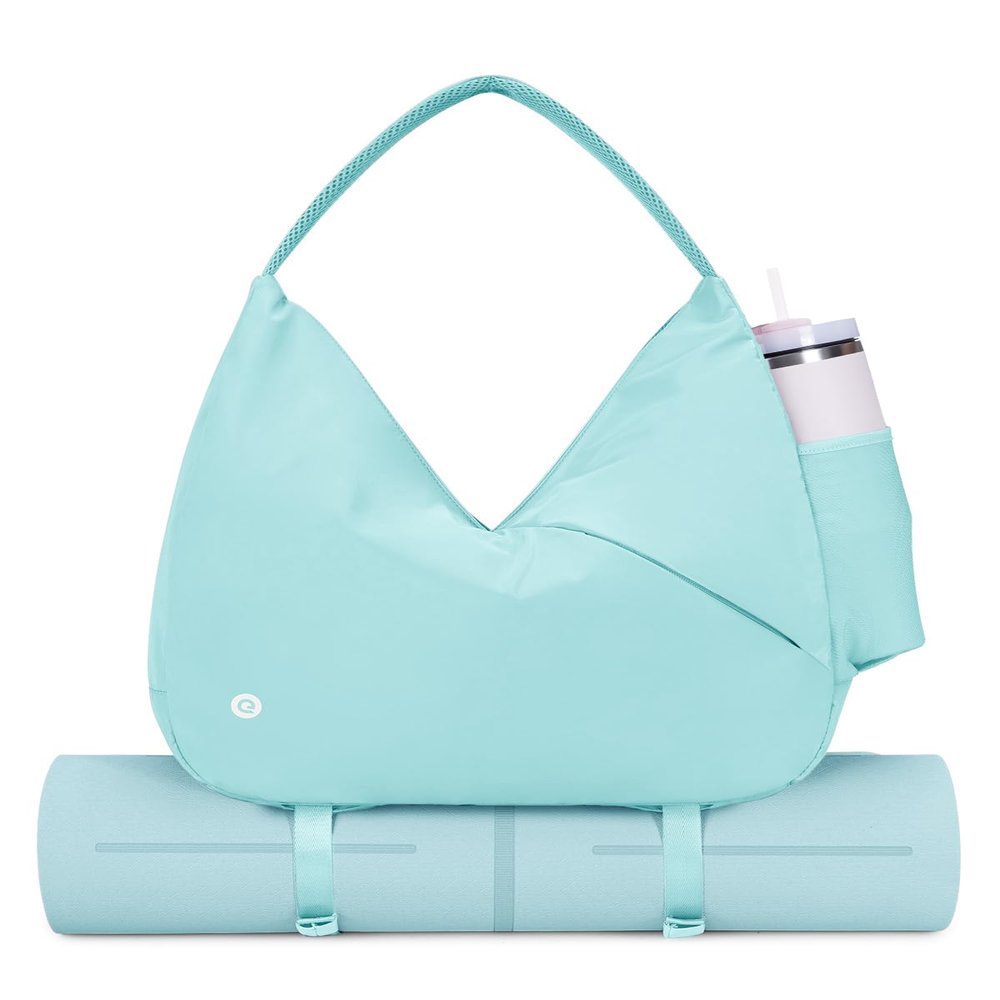 Ceneda Large Gym Bag for Women Sports Duffel Bag with Hidden Yoga Mat Holder & Shoe Compartment Workout Dance Tote Bag with Wet Pocket Overnight Weekender Bag for Travel Yoga (Mint Green)