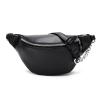 REFKIT Fashion Leather Fanny Pack Chest Bag Phone Purse with Metal Chain for Women (Color : Black) view 1