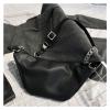 REFKIT Fashion Leather Fanny Pack Chest Bag Phone Purse with Metal Chain for Women (Color : Black) view 3