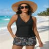 Hilor Underwire Tankini Bathing Suits for Women Top Only Sexy Black V Neck Swim Top Ruched Tummy Control Swimsuits 16 view 3