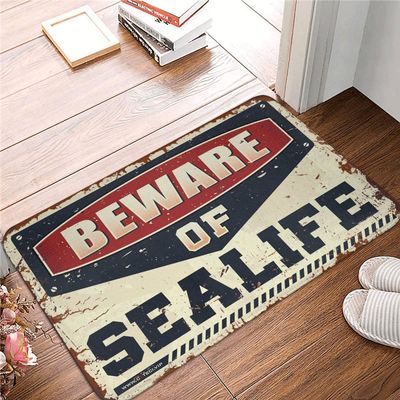 Dsoluuing Funny Floor Mats for Front Door Beware of Sealife Rug Fall Kitchen Rugs and Mats Sweet Home Mat (Size : 65X90CM)