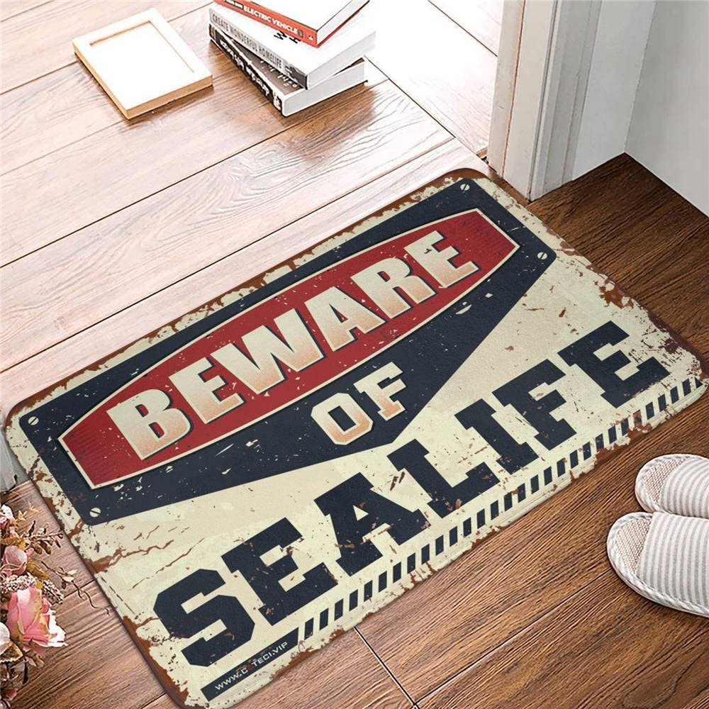 Dsoluuing Funny Floor Mats for Front Door Beware of Sealife Rug Fall Kitchen Rugs and Mats Sweet Home Mat (Size : 65X90CM)