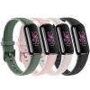 4 PACK Sport Bands Compatible with Fitbit Luxe Bands for Women Men, Soft Replacement Straps Wristbands for Fitbit Luxe Fitness Tracker (Starlight/Avocado Green/Light Pink/Black,Small)