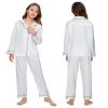 ALHAVONE Kids Girl Pajama Set with Headband Blindfold Hair Tie Toddler Boy Girl Satin Silky Button-up Pajama Sleepwear (White-long, 120) view 2