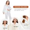 ALHAVONE Kids Girl Pajama Set with Headband Blindfold Hair Tie Toddler Boy Girl Satin Silky Button-up Pajama Sleepwear (White-long, 120) view 4