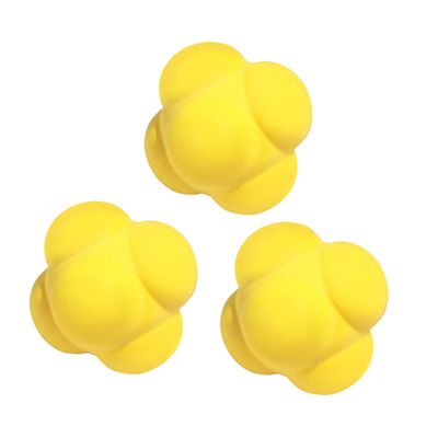GSE Games & Sports Expert 3 Pack Yellow Sports Reaction Balls, Reactivity Ball for Field Training, Agility Trainer for Baseball, Rubber Bounce Balls for Hand-Eye Coordination & Speed Reflex Training