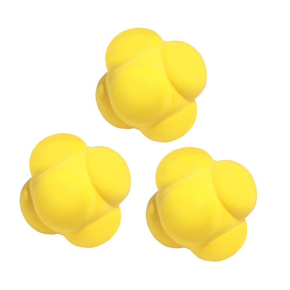 GSE Games & Sports Expert 3 Pack Yellow Sports Reaction Balls, Reactivity Ball for Field Training, Agility Trainer for Baseball, Rubber Bounce Balls for Hand-Eye Coordination & Speed Reflex Training