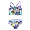 HULIJA Kids Girls 2 Pcs Halter Crisis Cross Back Tankini Tropical Palm Printed Flounce Ruffled Swimsuit Purple Palm 3-4 Years view 1