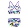 HULIJA Kids Girls 2 Pcs Halter Crisis Cross Back Tankini Tropical Palm Printed Flounce Ruffled Swimsuit Purple Palm 3-4 Years view 2