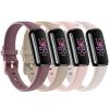 4 Pack Sport Bands Compatible with Fitbit Luxe Bands for Women Men, Soft Replacement Straps Wristbands for Fitbit Luxe FitnessTracker (Light Pink/Starlight/Smoke Violet/Milk Tea,Large)