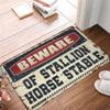 Farmhouse Bathroom Mats Beware of Stallion Horse Stable Rug Welcome Sign for Front Door Indie Room Decor (Size : 40X60CM) view 1