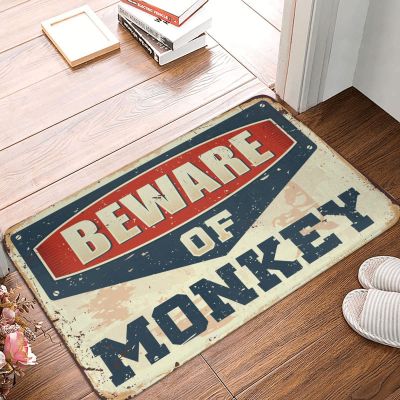 Dsoluuing Home Mats for Front Door Beware of Monkey Rug Bar Stuff for Man Cave Decor for Bedroom (Size : 40X60CM)